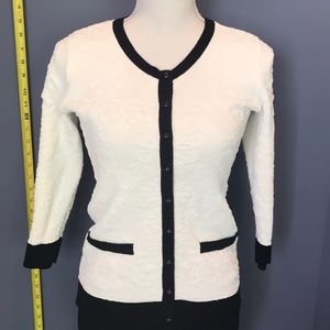 WHBM XXS BLack & White Cardigan